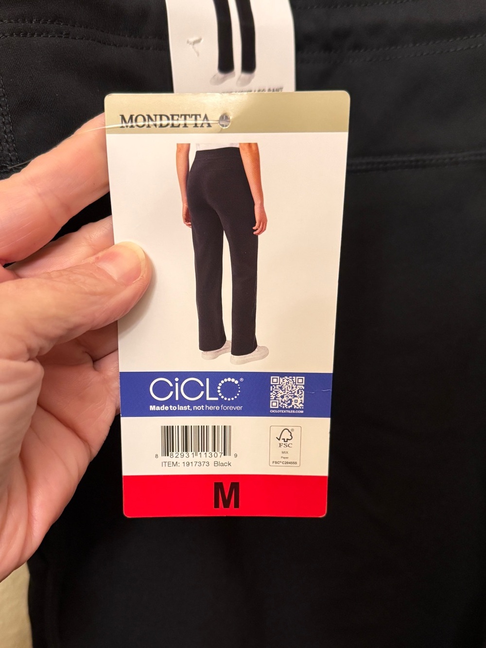 Mondetta Black High Rise Straight Leg Active Tech Pants Womens L NWT - Picture 6 of 8
